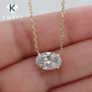 3CT Oval Cut Moissanite Pendant Necklace for Women Certified 8*10mm Lab Diamond Neck Chain 925 Sterling Silver Fine Jewelry