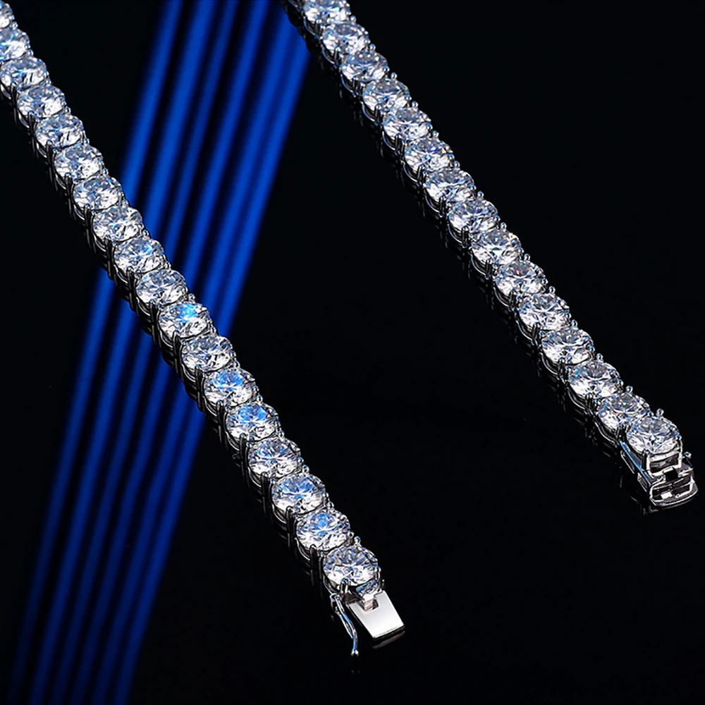IGOTOS 2ct Luxury Full Moissanite Tennis Necklace Men 925 Sterling Silver Certified 8mm Hip Hop Trendy Lab Diamond Neck Chain - Image 2