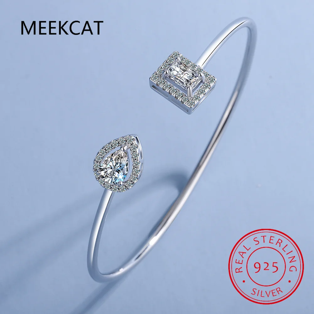 1CT Pear Cut GRA Certified Moissanite Bangles for Women S925 Solid Silver Lab Diamond Bracelets Birthday Gift Jewelry - Image 2