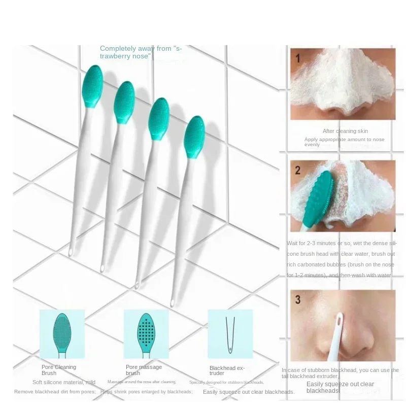 Skin Care Lip Exfoliating Facial Cleansing Face Scrub Nose Clean Brush Blackhead Remove Silicone Double-Sided Skin Care Tool - Image 5