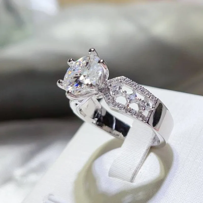 SACE GEMS GRA Certified 3CT Moissanite Ring VVS1 Lab Diamond Solitaire Ring for Women Engagement Promise Wedding Band Jewelry - Image 5