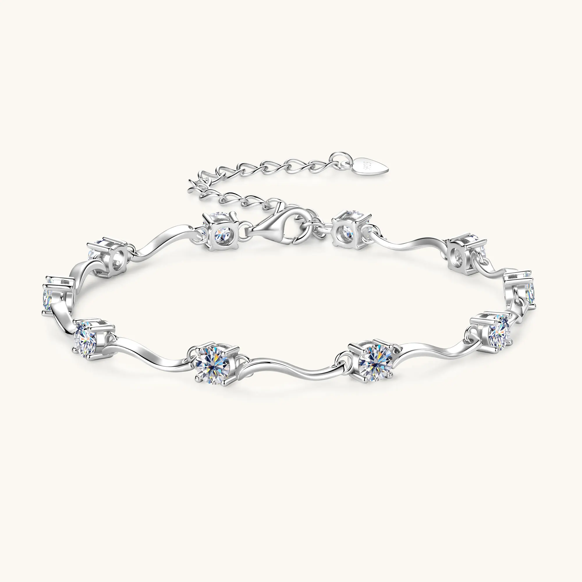 Sweetrain 18K Plated 4mm Full Moissanite Bracelets for Women GRA Certified 3CT Lab Diamond Bracelet 100% Real Silver Chain 925 - Image 2