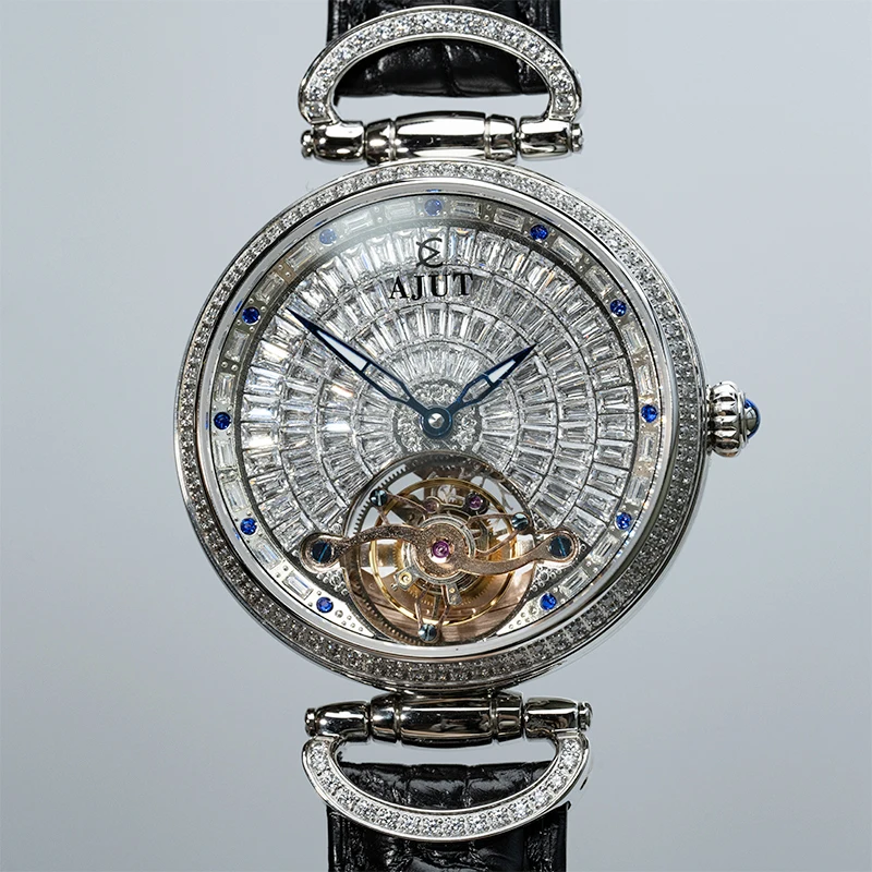 AJUT Automatic Tourbillon Mechanical Women Watch Sapphire Luxury Full Diamond Dial Self Winding Movement Ladies Watch 0397L - Image 6