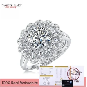 2ct D Color Moissanite Ring for Women GRA Certified Lab Diamond Engagement Wedding Band 925 Sterling Silver Luxury Rings Gift