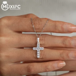 Cross Moissanite Necklace Hip Hop Women Men Cross Pendant Chain D Color Lab Diamond Neck Chain for GRA Certified Fine Jewely