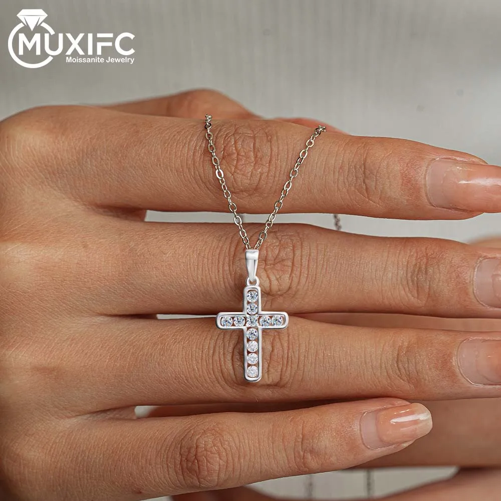 Cross Moissanite Necklace Hip Hop Women Men Cross Pendant Chain D Color Lab Diamond Neck Chain for GRA Certified Fine Jewely