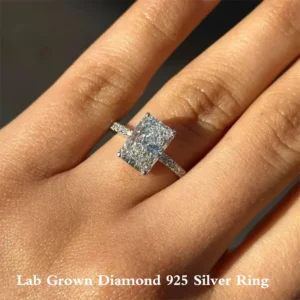 925 Silver Radiant Cut Ring 1-2Ct Radiant Cut EF/VS VVS Lab Diamond Engagement IGI Certified Wedding Ring Given To Her