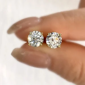 0.5ct-2ct D Color Certified Moissanite Stud Earrings Lab Created Diamond 925 Sterling Silver 18k Gold Plated Wedding Jewelry