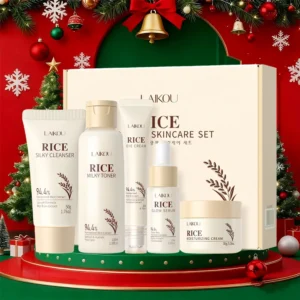5PCS Rice Extract Skincare Set Niacinamide Hyaluronic Acid Gentle 24H Hydration For All Skin Men Women Face Body Daily Holiday