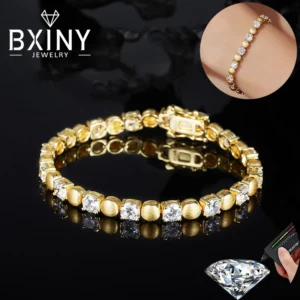 BXINY 5mm Moissanite Bracelets 925 Sterling Silver for Women Men GRA Certified Lab Diamond Vintage Hand Chain Fine Jewelry Gifts