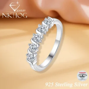 NKHOG 3mm Certified Moissanite Rings 925 Sterling Silver Wedding Engagement Band For Women Lab Diamond Gift No Fade Fine Jewelry