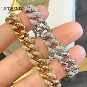 LUOWEND 100% 18K White/Yellow Gold Bracelet Luxury Design 2.40carat Real Natural Diamond Bracelet for Women High Party Jewelry