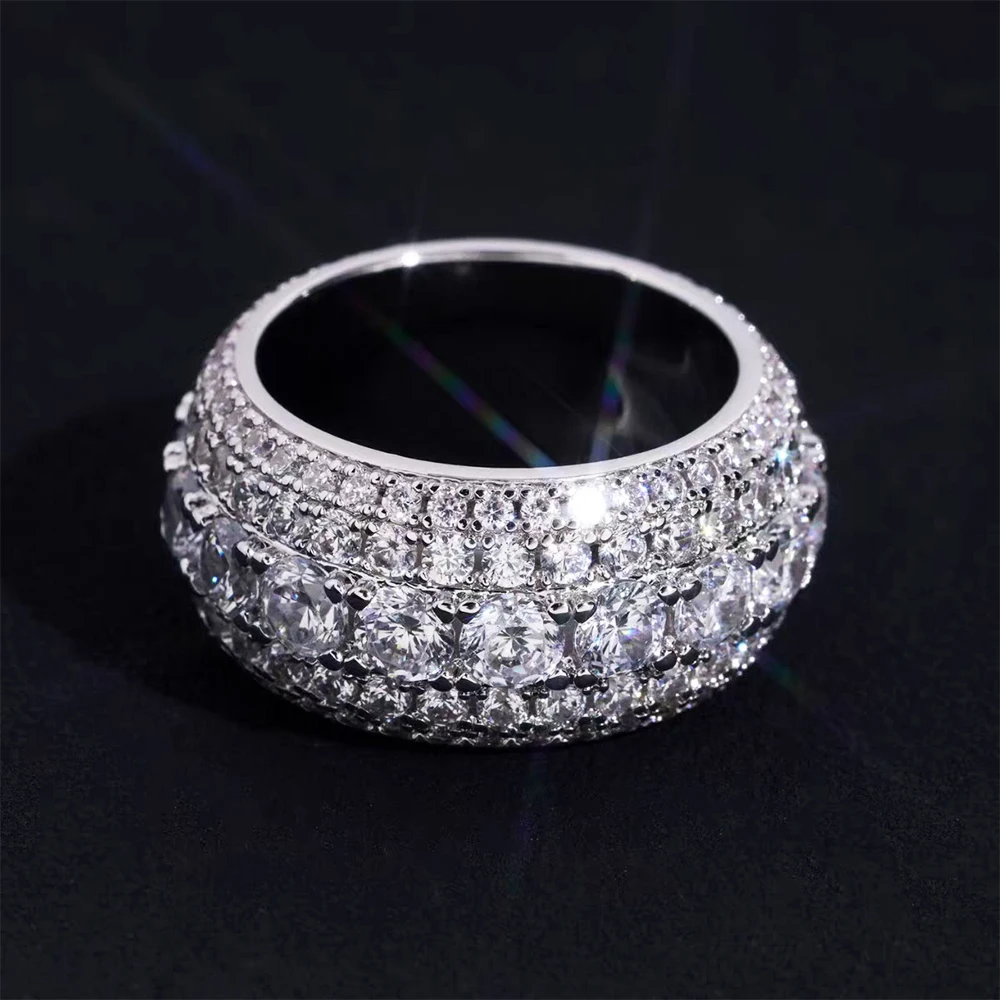 BXINY Luxury Full Moissanite Rings 925 Sterling Silver D Color Lab Diamond For Women Men Hiphop Bands Fine Jewelry GRA Certified - Image 3