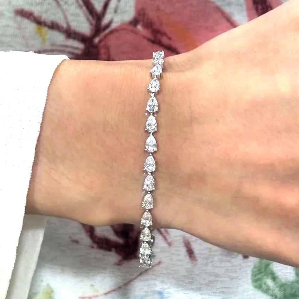 MUXIFC 4*6mm Pear Cut Moissanite Tennis Bracelets for Women 3x5mm Full Lab Diamond Teardrop Bracelet With Certified 925 Silver - Image 5