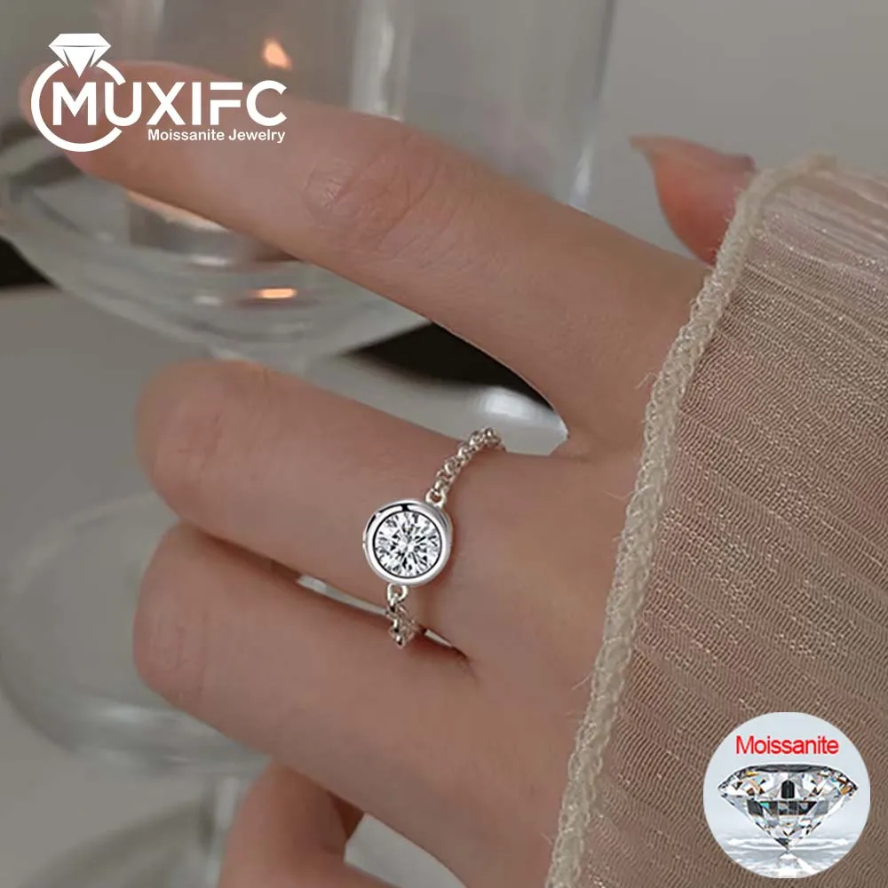 GRA Certified Moissanite Bubble Ring 925 Sterling Silver Chain Band for Women Men Fashion 5mm Lab Diamond Finger Rings Jewellery