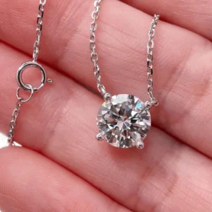 IGI Certified 1 2 Carat Round shape Diamond Necklace, VS1 Clarity D Color, 14K White Gold Lab Grown Diamond fashion Necklace