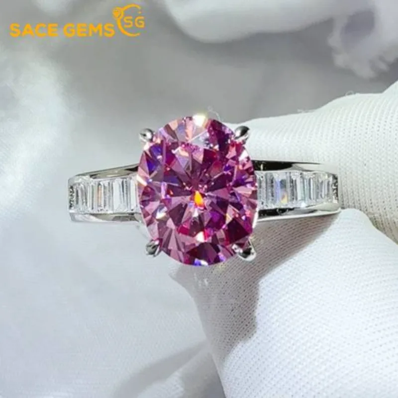 SACE GEMS GRA Certified 3CT Moissanite Ring VVS1 Lab Diamond Solitaire Ring for Women Engagement Promise Wedding Band Jewelry