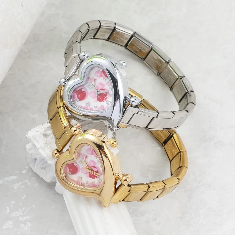 Fashion Women Cherry Strawberry Watch Heart Dial Stainless Steel Fit 9mm Bracelet For Party Friend Wife Birthday Jewelry Gift - Image 5