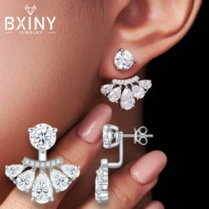 BXINY Pear Cut Moissanite Stud Earrings S925 Silver Detachable Lab-grown Diamond for Ear Studs Women Gifts Jewelry GRA Certified