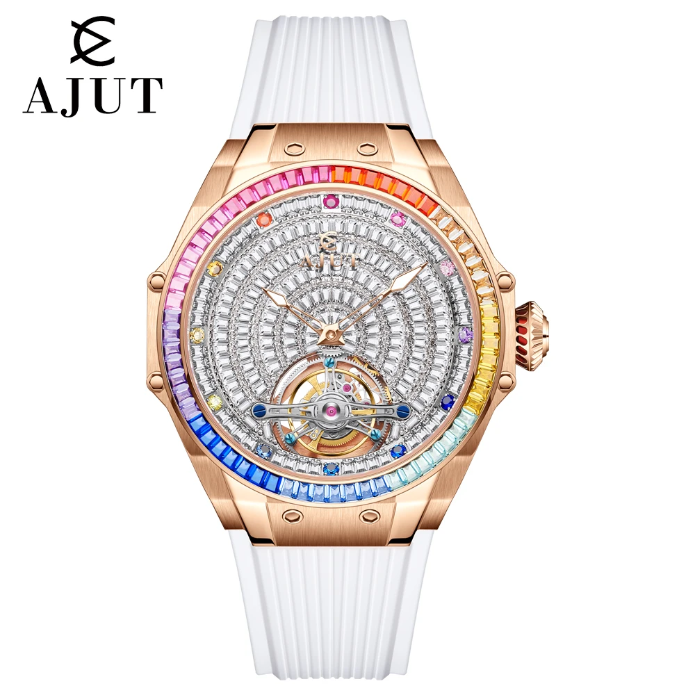 AJUT Automatic Tourbillon Movement watches for man Sapphire Flying Mechanical With Square Diamonds Starry Sky mens watch 0382 - Image 3