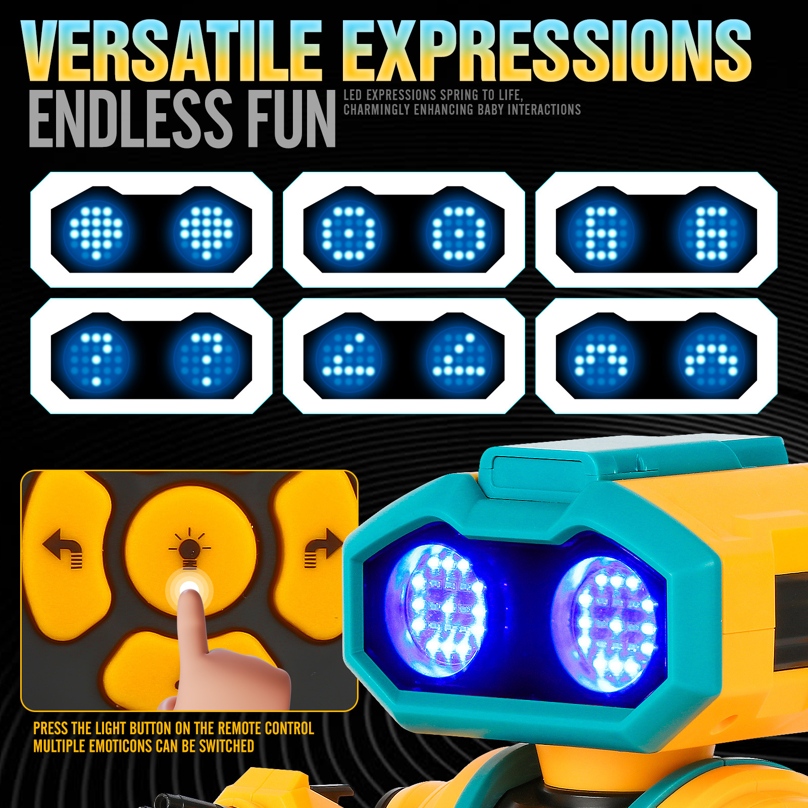 RC Robot for Kids with Facial Expression AI Interactive Intelligent Remote Control Smart Robo with Magic Voice Record LED eyes Gesture Induction Programming Touch Induction Robot Gift for Kids - Image 6