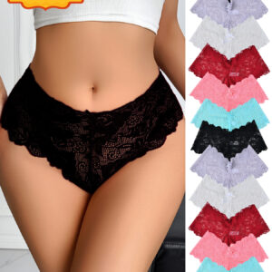 12pcs Women's Sexy Lace Boyshorts - Soft Comfortable Floral Print Drop Waist Underwear, Medium Support Panties in Assorted Colors Elegant Collection for Casual Wear ,Women's Underwear Set, Full Square Printed Fashionable And Skin Friendly Suitable For Daily Commuting Holiday Gifts