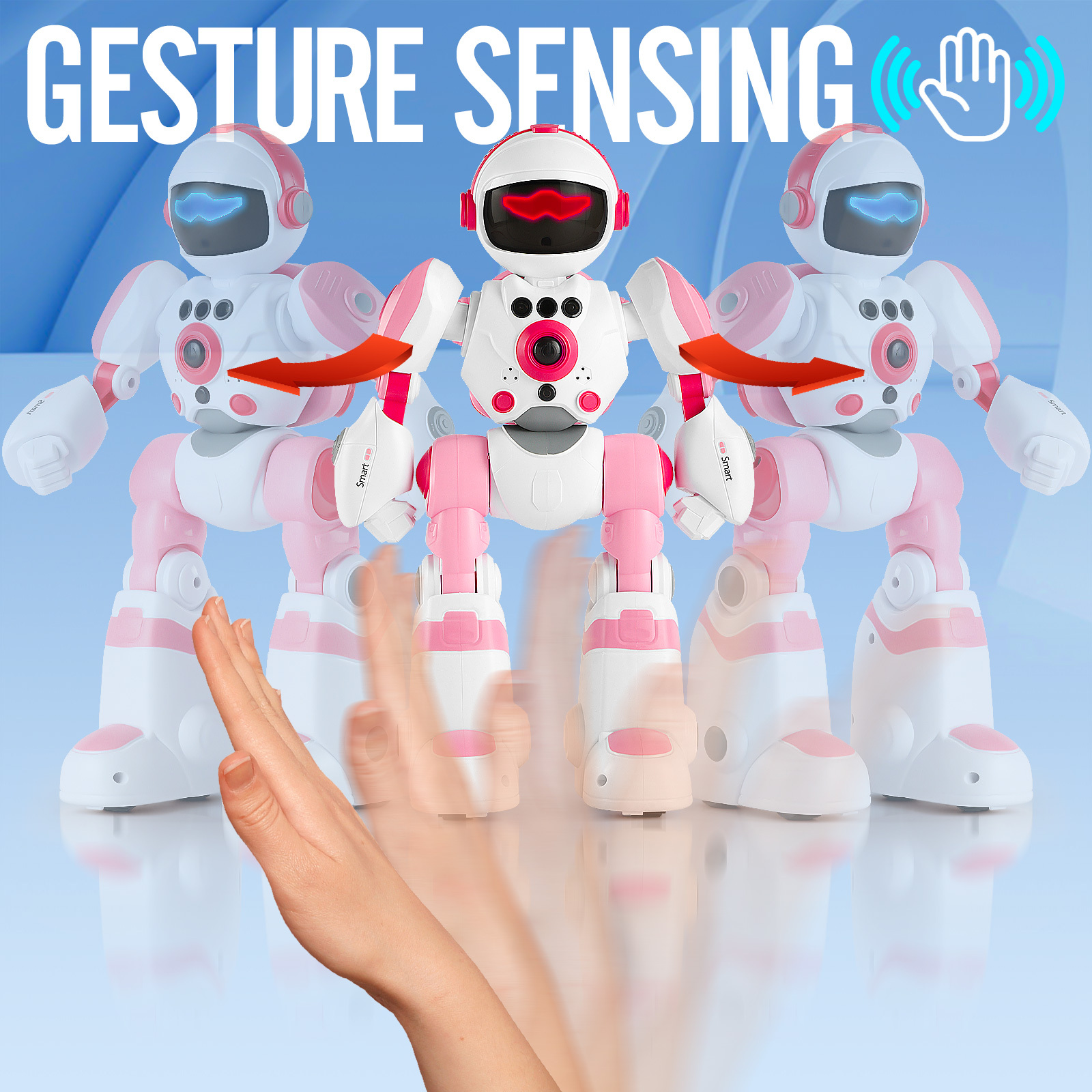 RC Robot for Kids with Facial Expression AI Interactive Intelligent Remote Control Smart Robo with Magic Voice Record LED eyes Gesture Induction Programming Touch Induction Robot Gift for Kids - Image 9
