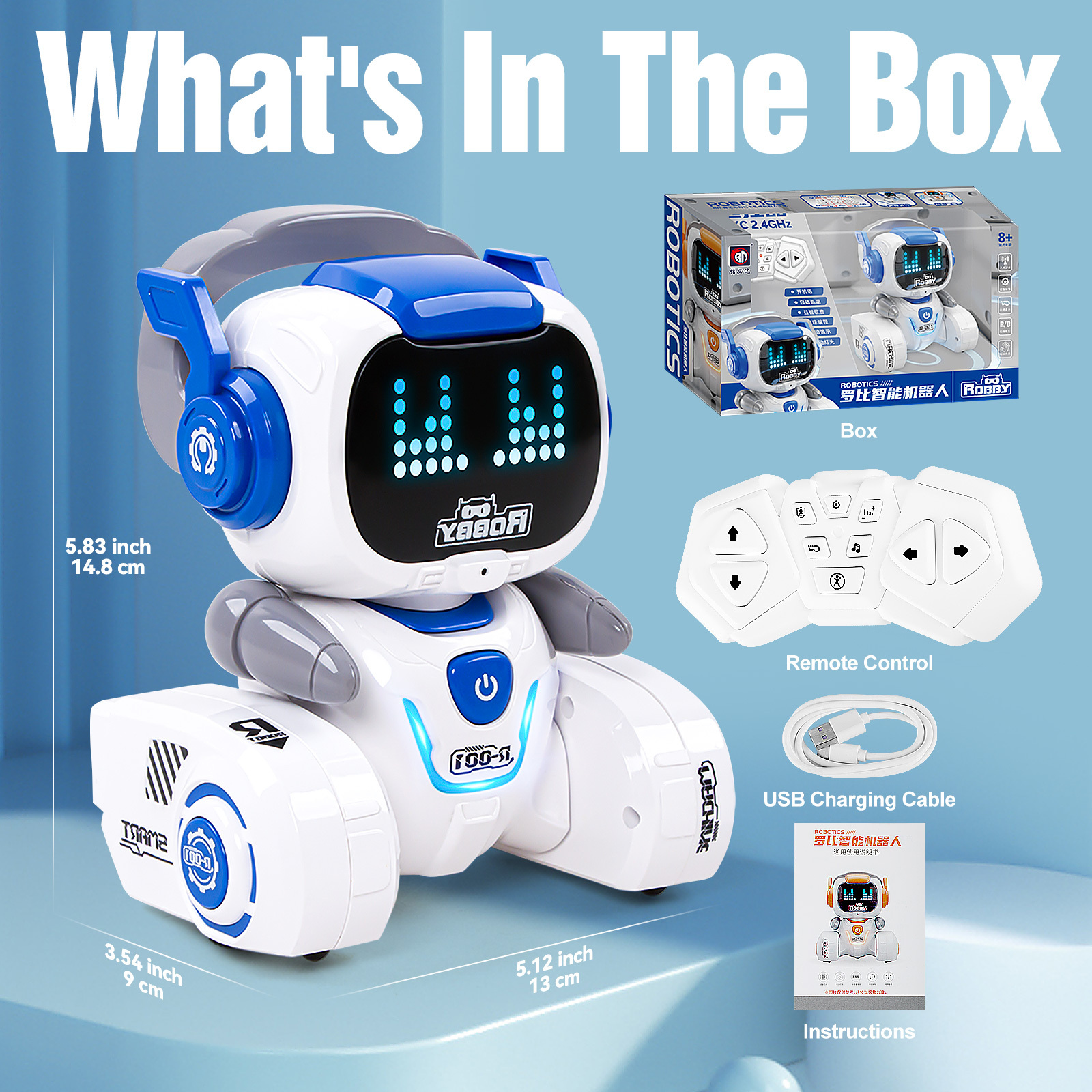 RC Robot for Kids with Facial Expression AI Interactive Intelligent Remote Control Smart Robo with Magic Voice Record LED eyes Gesture Induction Programming Touch Induction Robot Gift for Kids - Image 20