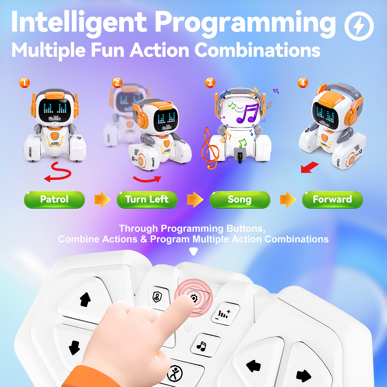 RC Robot for Kids with Facial Expression AI Interactive Intelligent Remote Control Smart Robo with Magic Voice Record LED eyes Gesture Induction Programming Touch Induction Robot Gift for Kids - Image 17