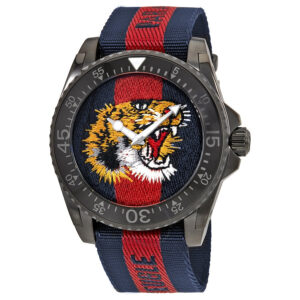 Gucci YA136215 45 mm Red and Blue Dial Red and Blue Nylon Quartz Men's Watch
