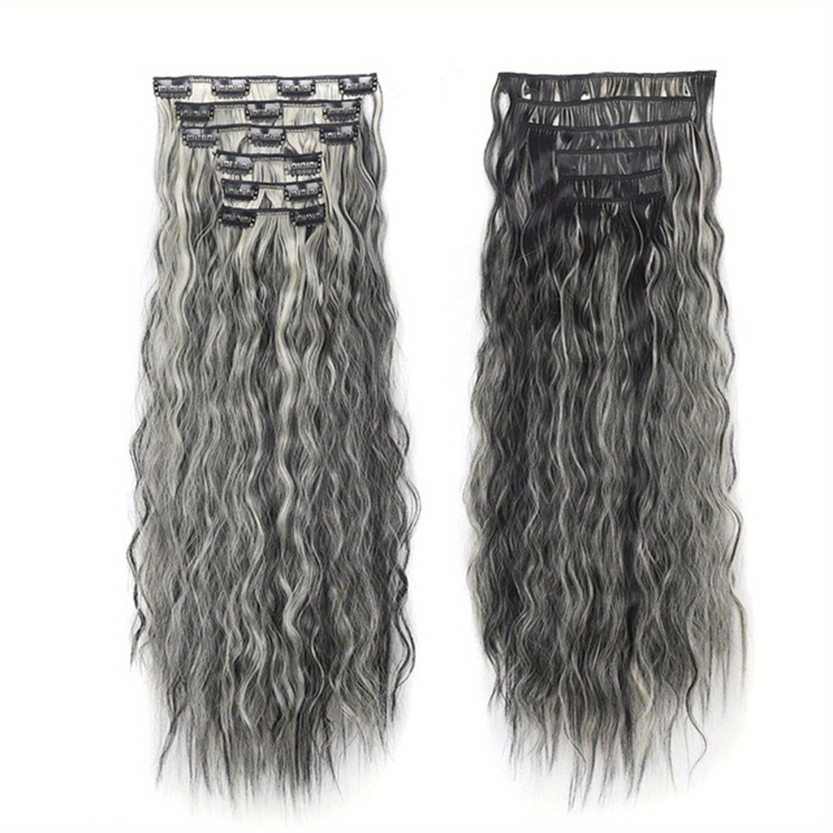 6pcs NAYOO Long Curly Wavy Clip-In Hair Extensions for Women - High-Temperature Synthetic Cool Brown with Blonde Highlights, Secure Clip attachment, Natural Look for Daily Use & Special Occasions, Adds Volume & Dimension, Easy to Style with Curling Irons/Flat Irons, Versatile Hairpiece, Wavy Texture, Seamless Blend, Fashion Enthusiasts - Image 11