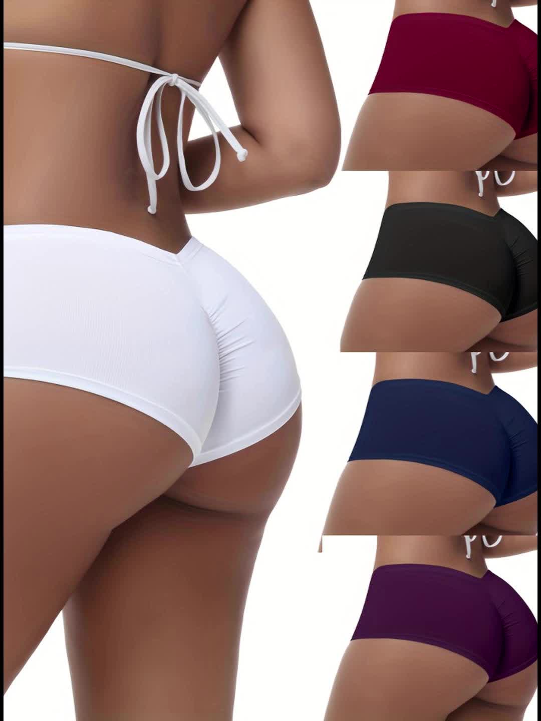 5pcs Women's Multi-Color Solid-Color Underwear - Full-Brief Hip-Lifting Pleated Shorts Suitable for Autumn/Winter, Elegant Non- Pants for Daily Wear, Ideal Christmas Gift (Hand/Dry) - Image 7