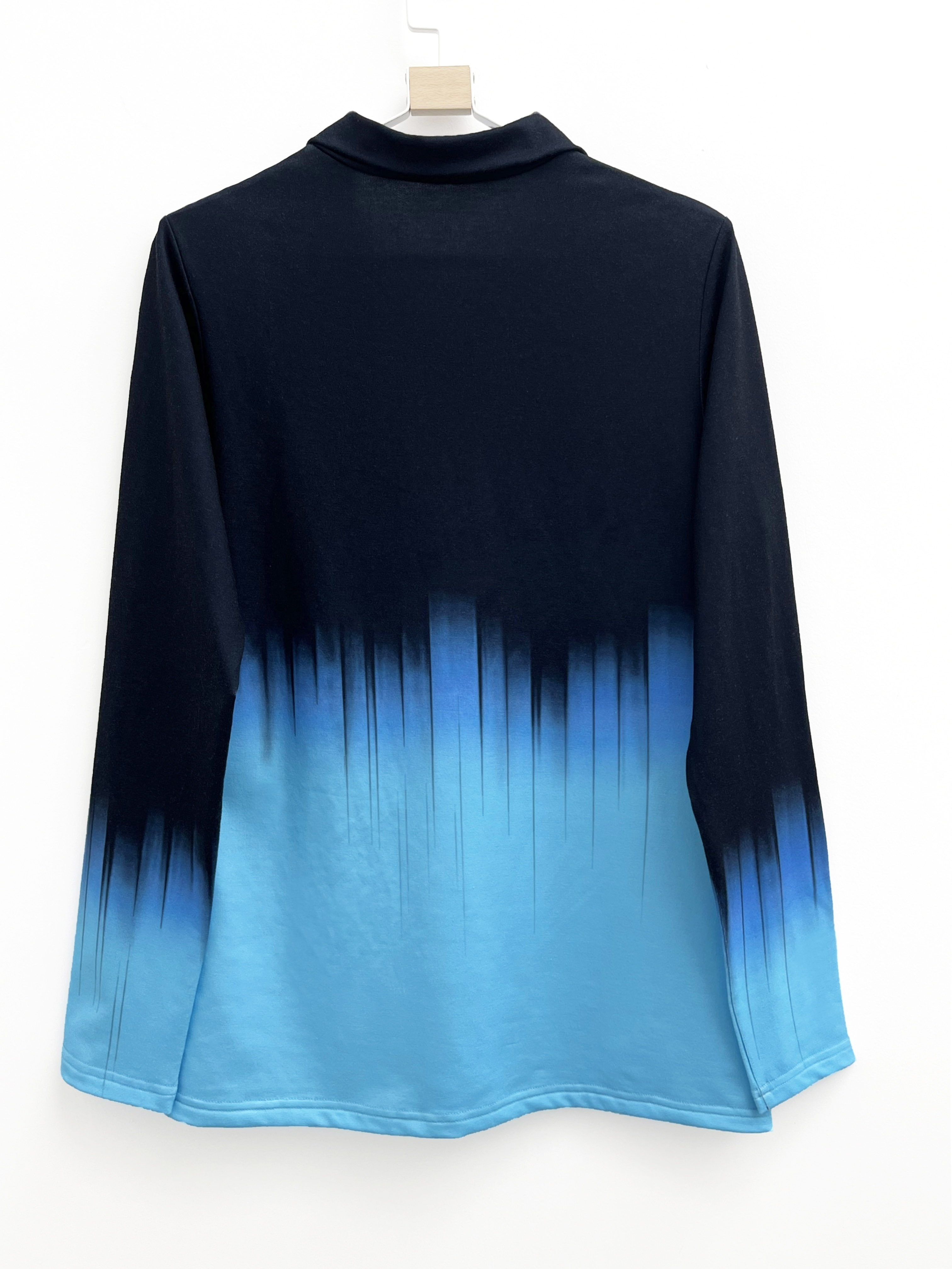 Women's Plus Size Ombre Half-Zip Pullover Sweatshirt - Full-Body Gradient Print (e.g. Ombre to) | Stand Collar Casual Sweater for Fall Winter Layering | Machine Washable Zip Front Sweaters for to Weekend Outfits - Image 3