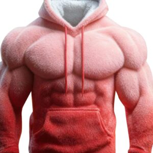 Men's Casual Comfortable Warm Thickened Winter Gradient Flannel Hooded Sweatshirt