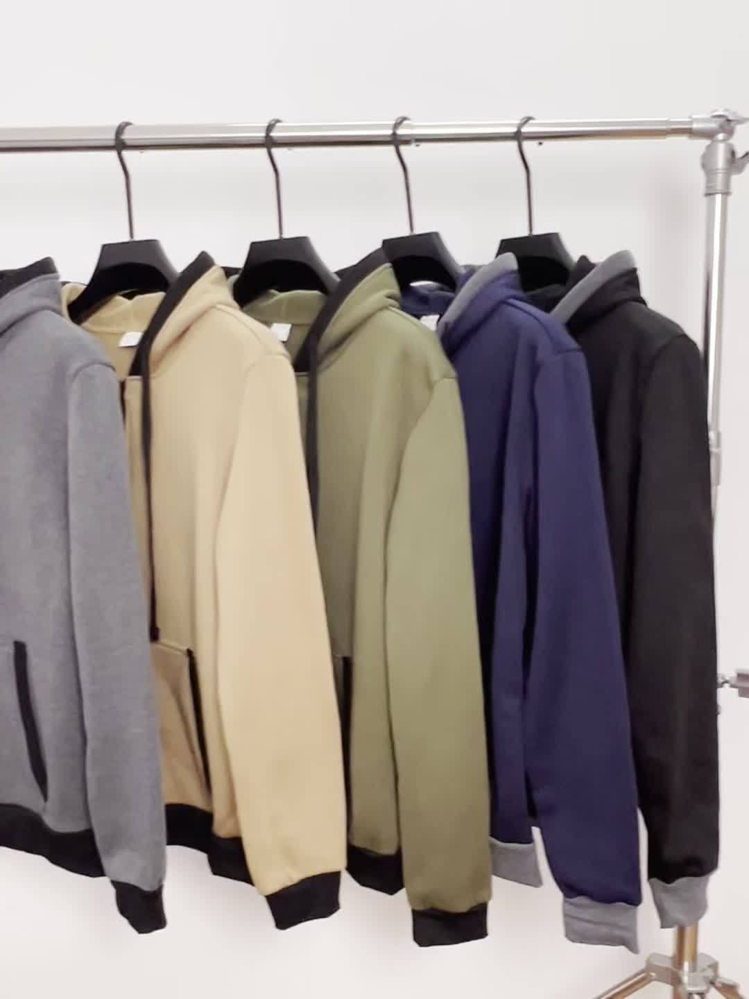 Men'S Casual Color Block Hoodie with Zipper Closure - Olive Green & Black Two-Tone Design, Long Sleeve, Regular Fit, Sweatshirt, Casual Wear Hoodie | Twotone Design | Knit Construction, Essential Hoodie - Image 11