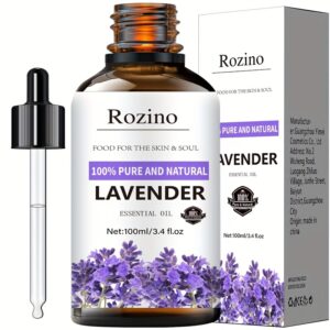 Lavender Essential Oil, 100ml for Light Beige Care, Massage, Shower, Diffuser Relaxation, Suit for Face, Body, Nails, Hair, Eyelashes