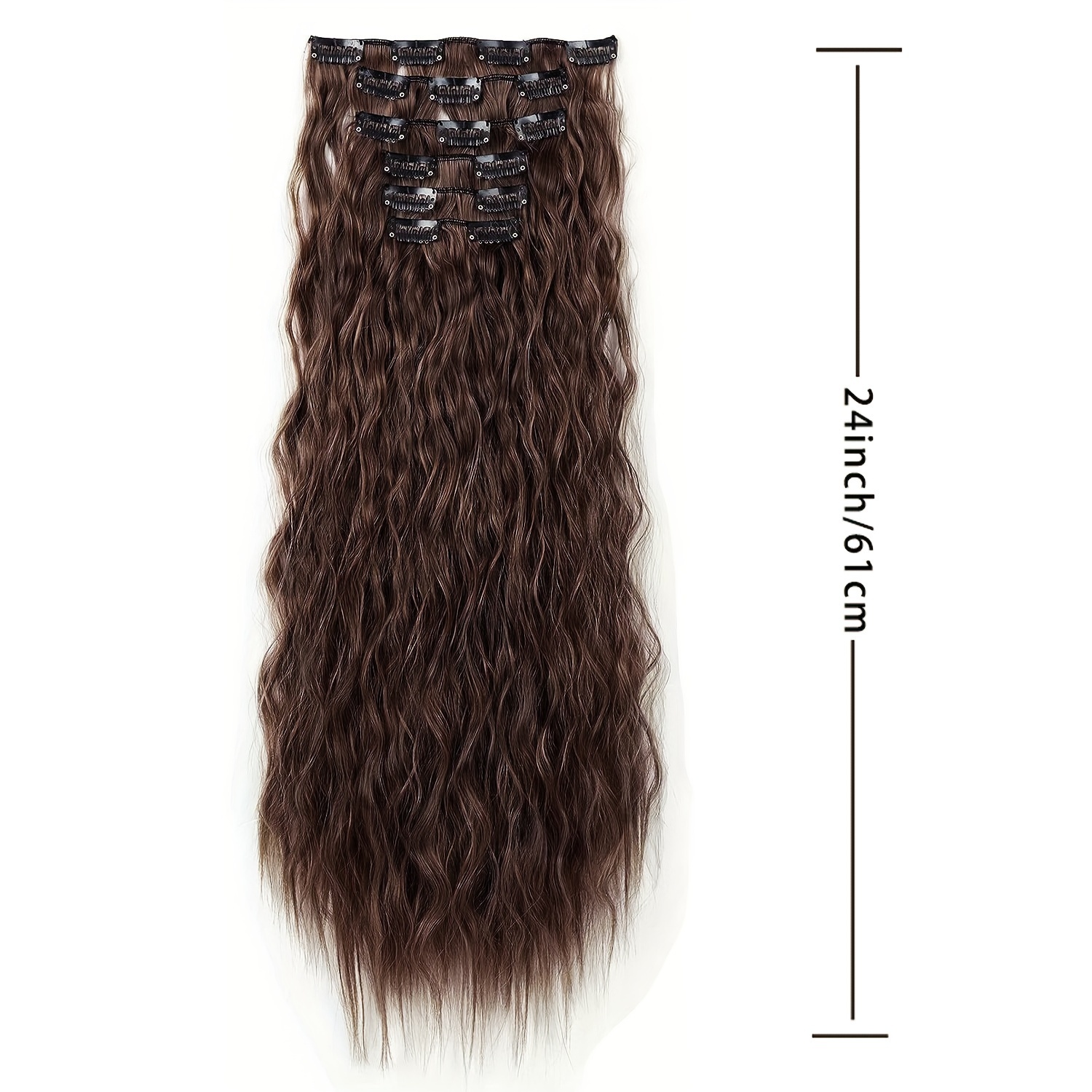 6pcs NAYOO Long Curly Wavy Clip-In Hair Extensions for Women - High-Temperature Synthetic Cool Brown with Blonde Highlights, Secure Clip attachment, Natural Look for Daily Use & Special Occasions, Adds Volume & Dimension, Easy to Style with Curling Irons/Flat Irons, Versatile Hairpiece, Wavy Texture, Seamless Blend, Fashion Enthusiasts - Image 8