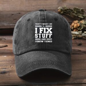 Adjustable Baseball Cap with "I FIX STUFF" Print, Sun Protection, Washable Polyester - Ideal for Outdoor Activities and Birthdays, Casual, Duckbill Cap