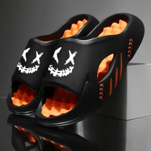 OURANNI Men's Fashion Cartoon Print Lightweight Indoor Shower Slippers, Trendy Unisex for Couples' Daily Casual Sports and Beach Vacation, Durable EVA Structure for Multiple Scenarios, Casual Footwear, Vacation Footwear, Style, Unisex Design, Durable Slippers, Soft Cushioning, Versatile Sandals, Leisure Shoes, Couples Footwear, Travel Essentials