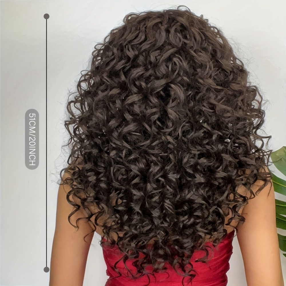 Long Brown Curly Wigs Designed for Women, Made from Heat-Resistant Synthetic Fibers, Featuring -Looking Voluminous Waves. A Versatile Hairpiece Perfect for Christmas Cosplay, Daily Parties, And Fashion Enthusiasts. - Image 4