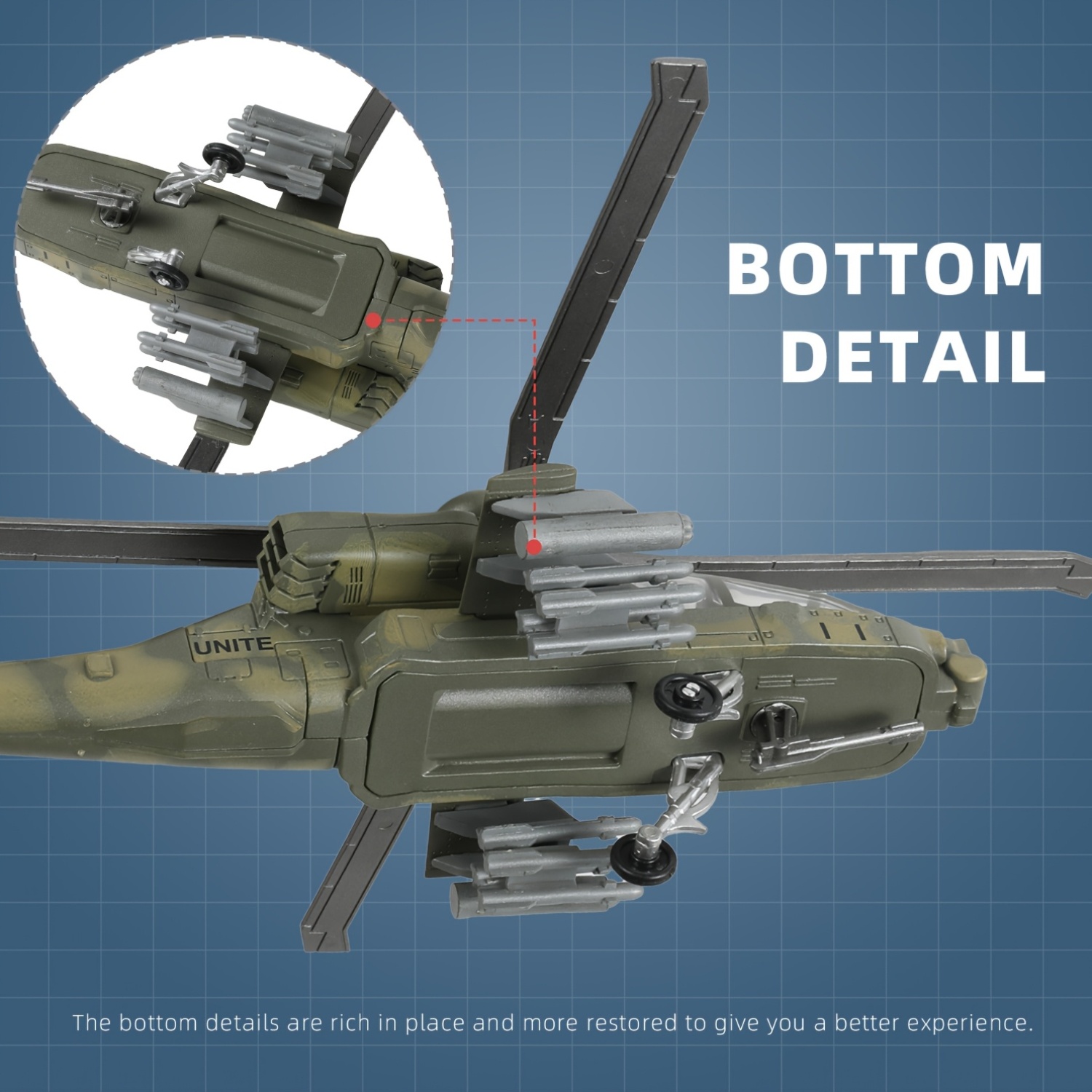 1:72 Scale AH-64 (AH64) 'Apache' Helicopter Model; a Learning Toy for Children And Teenagers; a Military Model Suitable for Gift Exhibitions; Perfect for Holiday Gifting. - Image 9