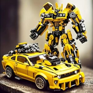 2-In-1 Transforming Car Model Set Made of ABS Blocks, Perfect Gift for Christmas, Halloween, Or Thanksgiving, Featuring a Durable And Stylish Display Structure.