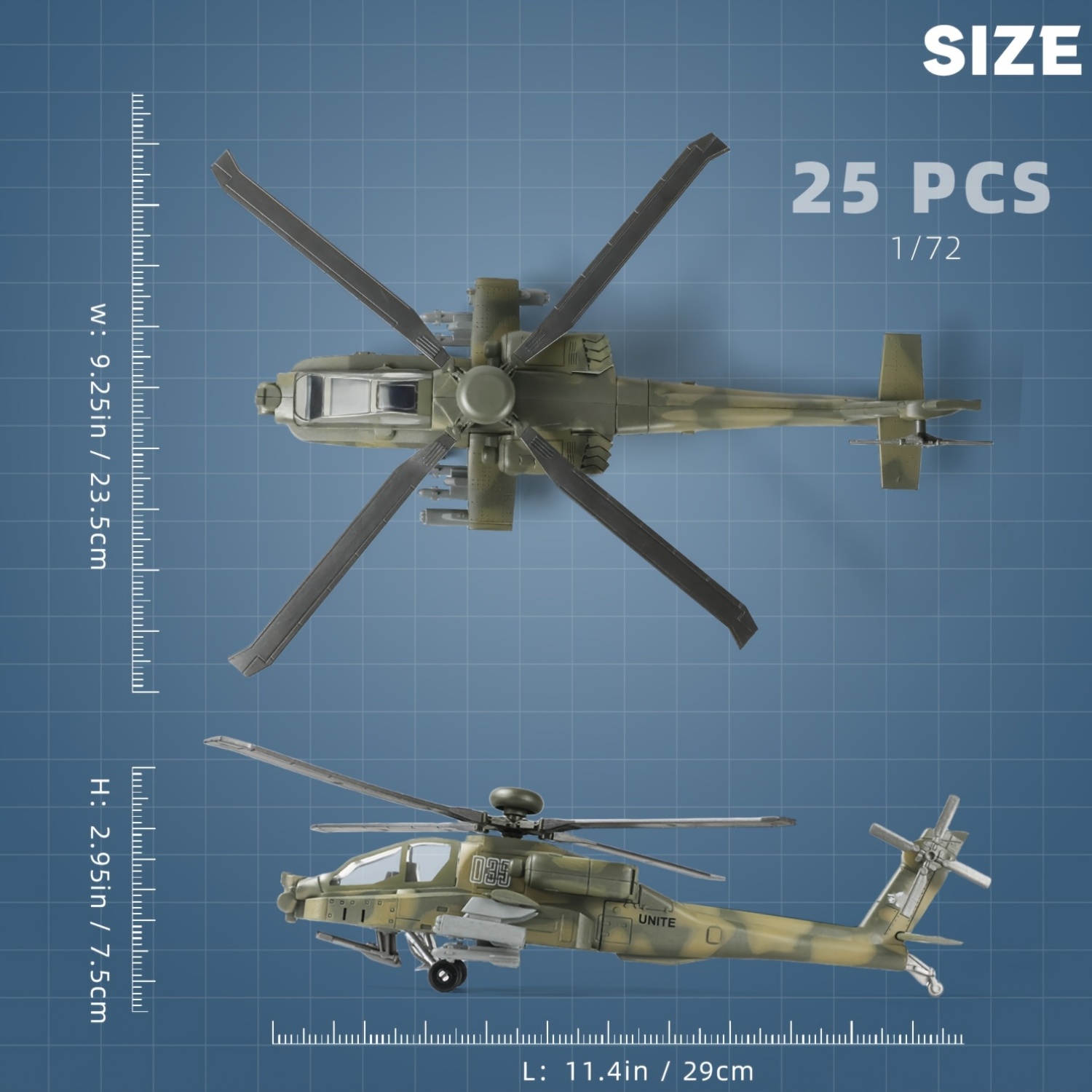 1:72 Scale AH-64 (AH64) 'Apache' Helicopter Model; a Learning Toy for Children And Teenagers; a Military Model Suitable for Gift Exhibitions; Perfect for Holiday Gifting. - Image 5