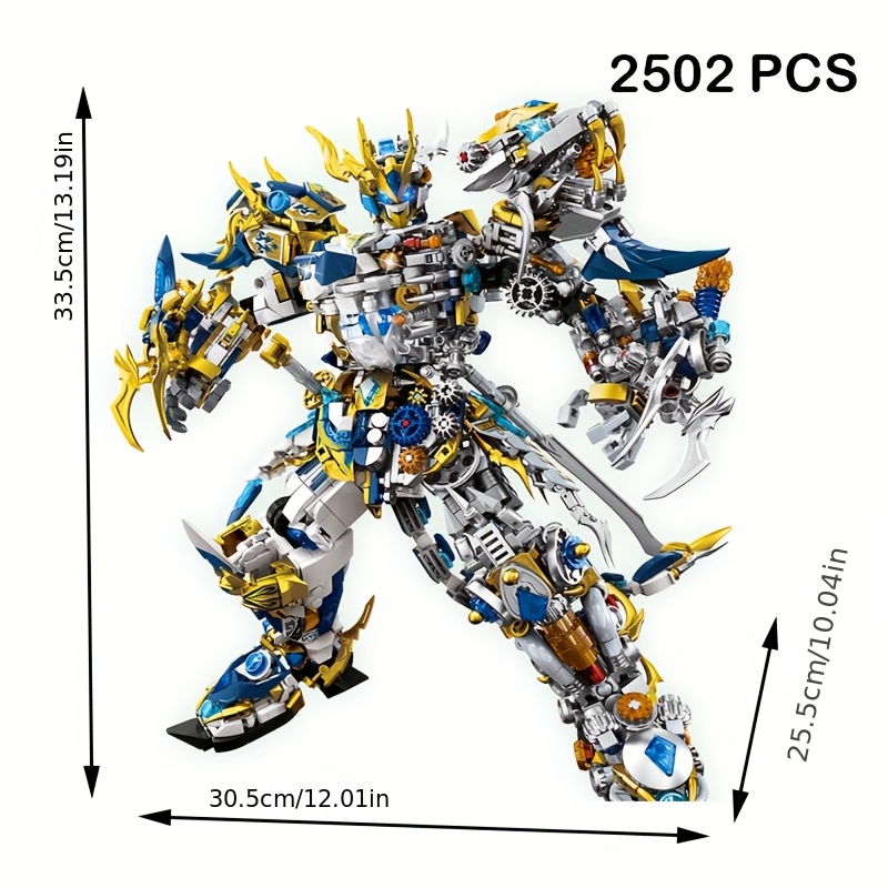 2502pcs White Mecha Robot Building Block Set with Dynamic Poseable Action Figure & Display Base - Large-Scale Model Kit with Moving Arms, Legs, Head & Glowing Blue Eyes - Challenging Assembly for Teens & Adults, Creative Combat Warrior Collectible Gift for Birthday or Holiday (Durable ABS Plastic), Large Robot Metal Master, The Gauntlet Of Good And Evil, Commander King No Path - Image 5