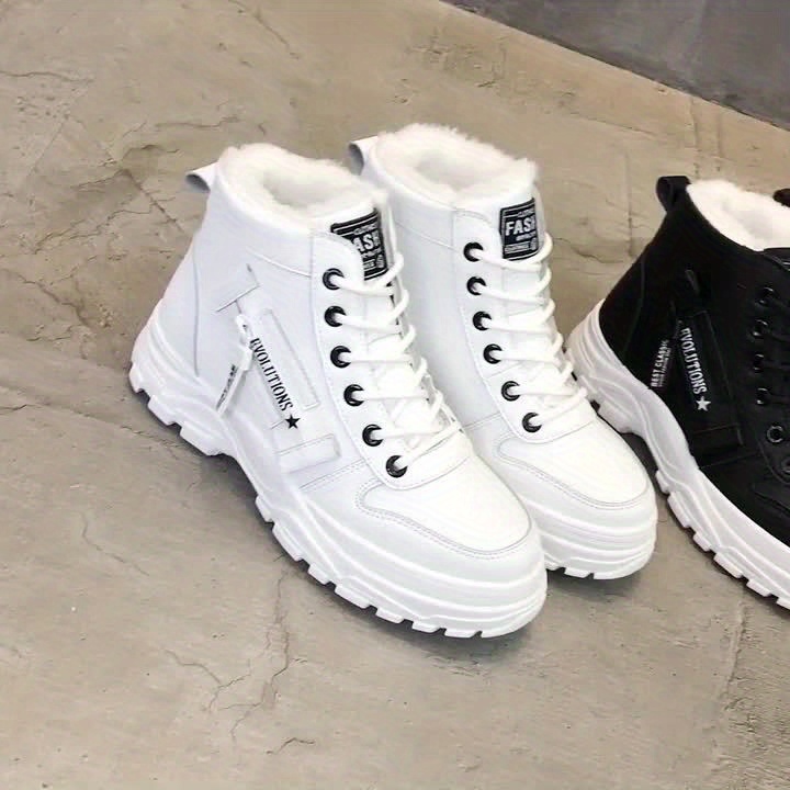 Women'S Winter Boots - Slip-On/Lace-Up Closure, Cushioned Insole & Non-Slip Rubber Sole - All-Season Cold Weather Shoes - Black/White - YTMLDY Women'S Boots for Everyday, Formal Events - Easy-Clean Fabric Upper - Lightweight & Warm Winter Footwear - Image 13