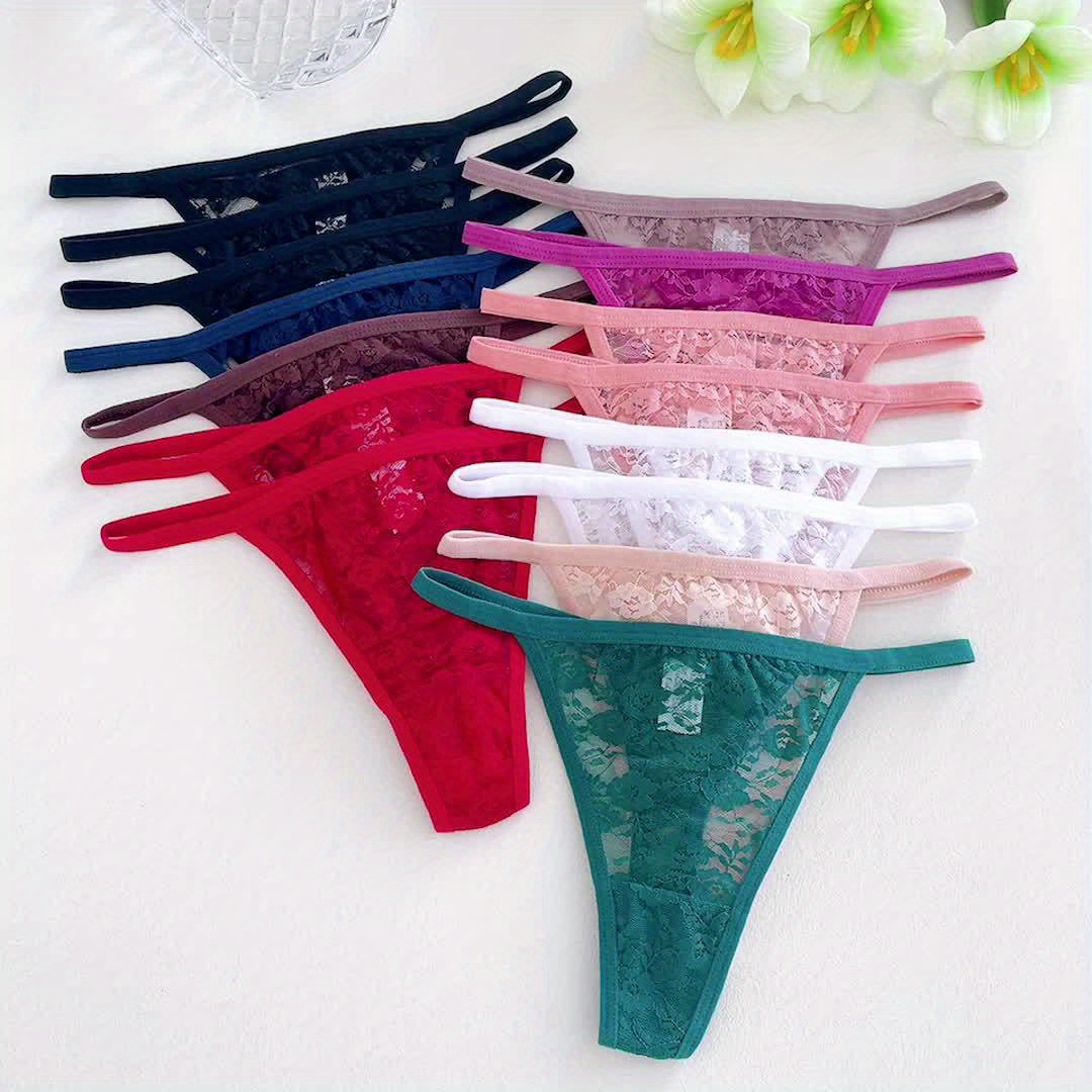 15pcs Bulk Pack Women's Elegant Low-Rise V-String Thong Underwear Set - Breathable Lace Triangle Panties with Faux Drawstring, Non-Sheer Comfortable Daily Wear (No Bulk/No Bulkiness) - Image 5