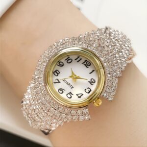 1pc 1pcs Women' Luxury Rhinestone Full Face Wristwatch - Sparkling Quartz with Shockproof Alloy Strap, Round Suitable for Parties Weddings Daily Wear - Affordable Luxury