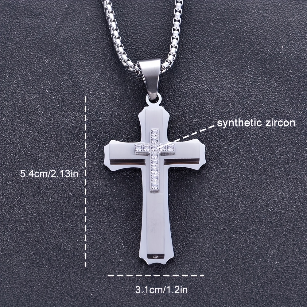 Men's Cross -Layer Necklace with Synthetic Cross Pendant - -Free Suitable for Parties, Music Festivals, Mardi Gras & Year-Round Wear - Stylish Accessory - Image 3