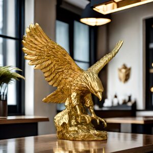 Modern Golden Eagle Resin Statue - Elegant Flying Bird or Perched Eagle Figurine, Durable Collectible Desk & Shelf Decor for Home Office, Year-Round Display, Symbolic Gift Suitable for Holidays & Corporate Decorations