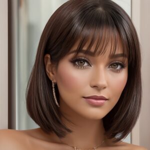 Women's Wig, 12 Inch Short Wig with Light Brown Bangs, Daywear and Party Anime Wig, for Ladies and Parties